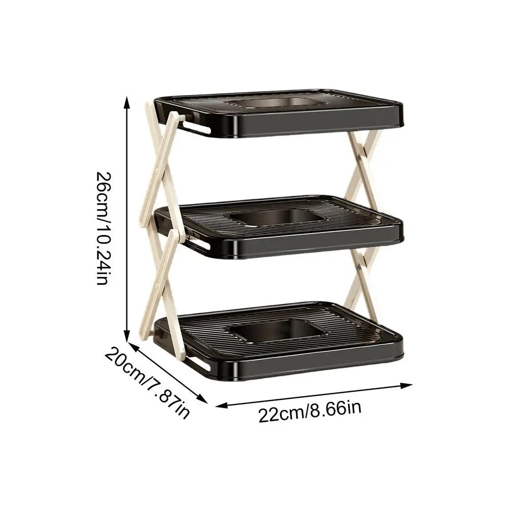 Multi Layer Prep Tray Rack 3 Tier Foldable Space Saving Kitchen