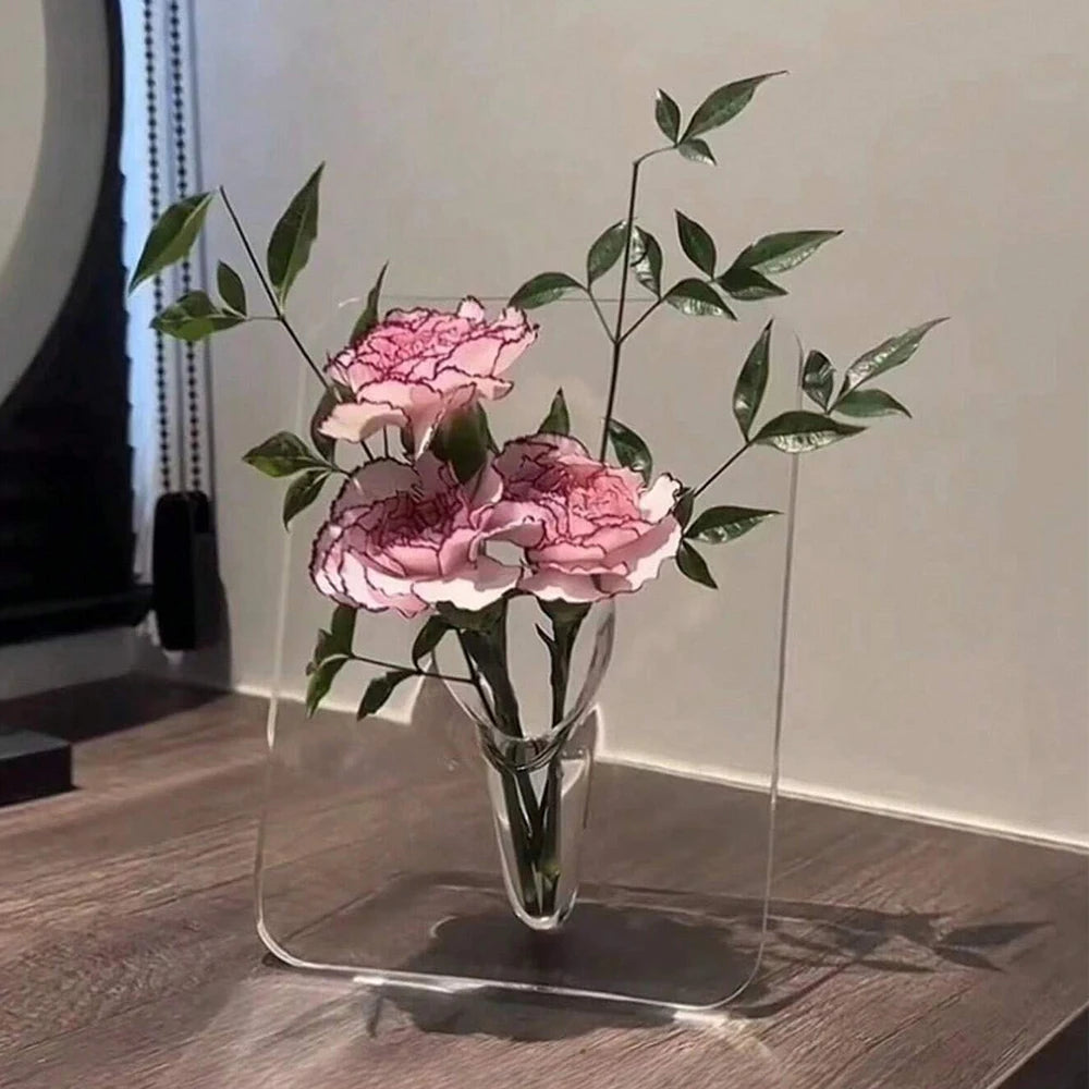 Creative Frame Vase Transparent Photo Frame Flower Vase Arrangement for Desktops Bookshelf Room Wedding Home Decor Zpaxo