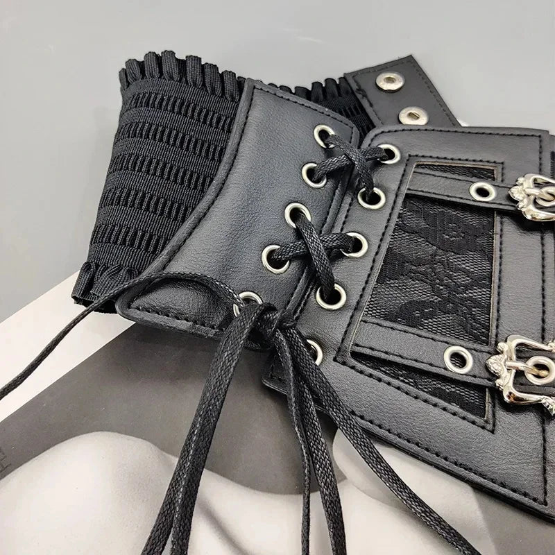 2026 Flash Sale！Ladies's Retro Corset Belt Gothic Punk Tie Rope Elastic Lace Dress Corset Belt Solid Color Fashion Waistband Zpaxo
