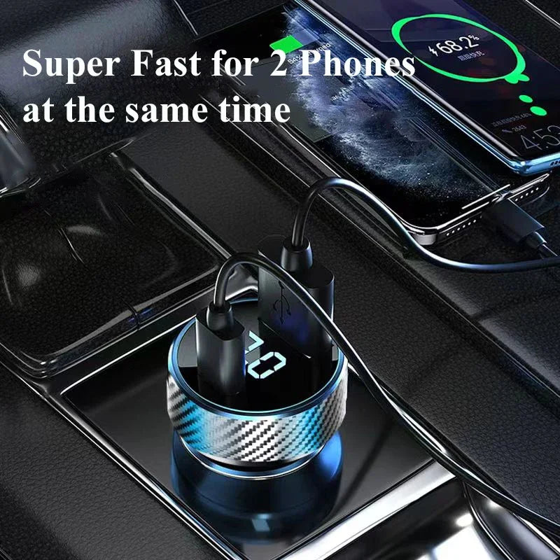 300W USB Car Charger Adapter 1 Fast Charging Voltage Monitor Samsung