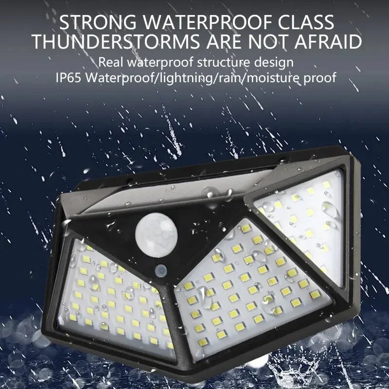 100LED Solar Motion Sensor Outdoor Wall Light – IP65 Waterproof