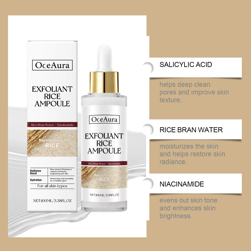 Rice Exfoliating Essence Dead Skin Removal Oil Control Brightening Moisturizing Nourishing Improve Roughness Nicotinamide Serum Zpaxo