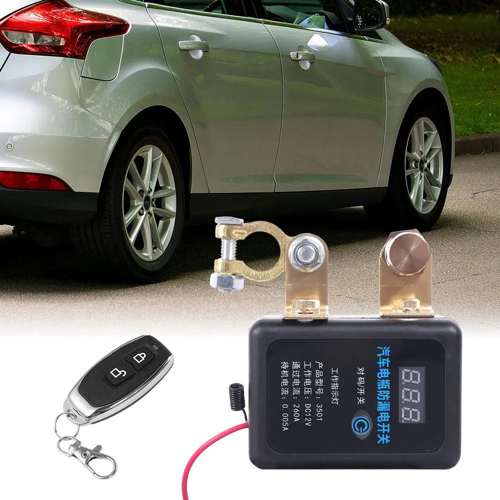DC 12V Car Battery Disconnect Switch Anti-leakage 260A Automatic Power Shut Off Switch Digital Display with Remote Zpaxo