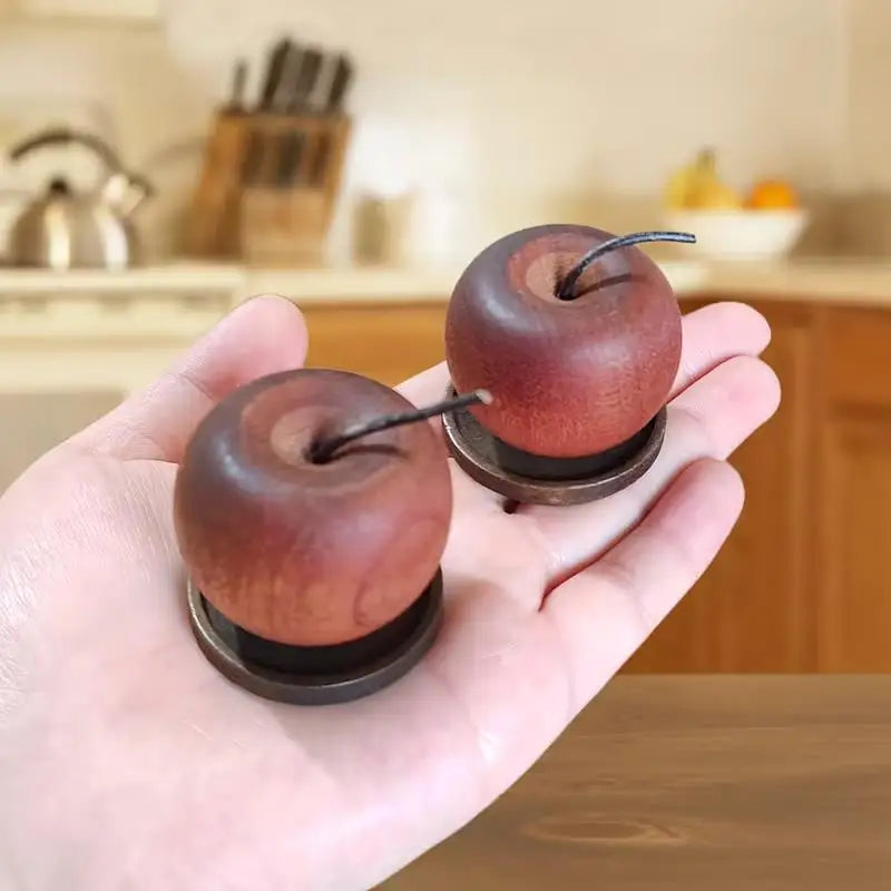 4pcs Wooden Apple Diffuser with Tray, Natural Essential Oil for Car, Home, Desk, Handcrafted Gift Zpaxo