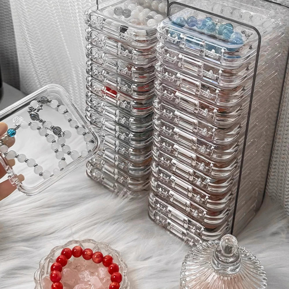 Clear Jewelry Storage Box Plastic Bracelet Necklace Earring Jewelry Organizer Box Rectangular Container with Portable Small Case Zpaxo