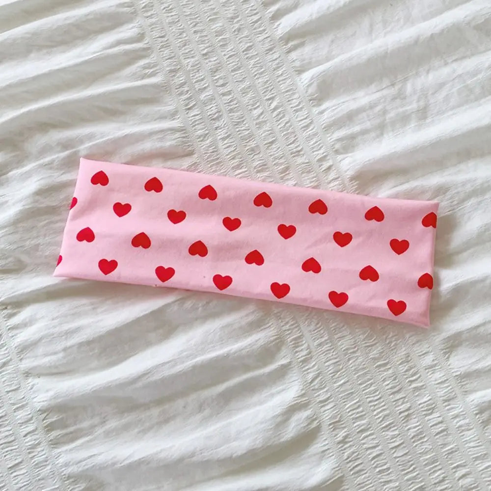 Fashion Y2K Polka Dot Headbands Elastic Love Print Wide Headbands Sweat-absorbent Sport Hairband Hair Accessories Zpaxo