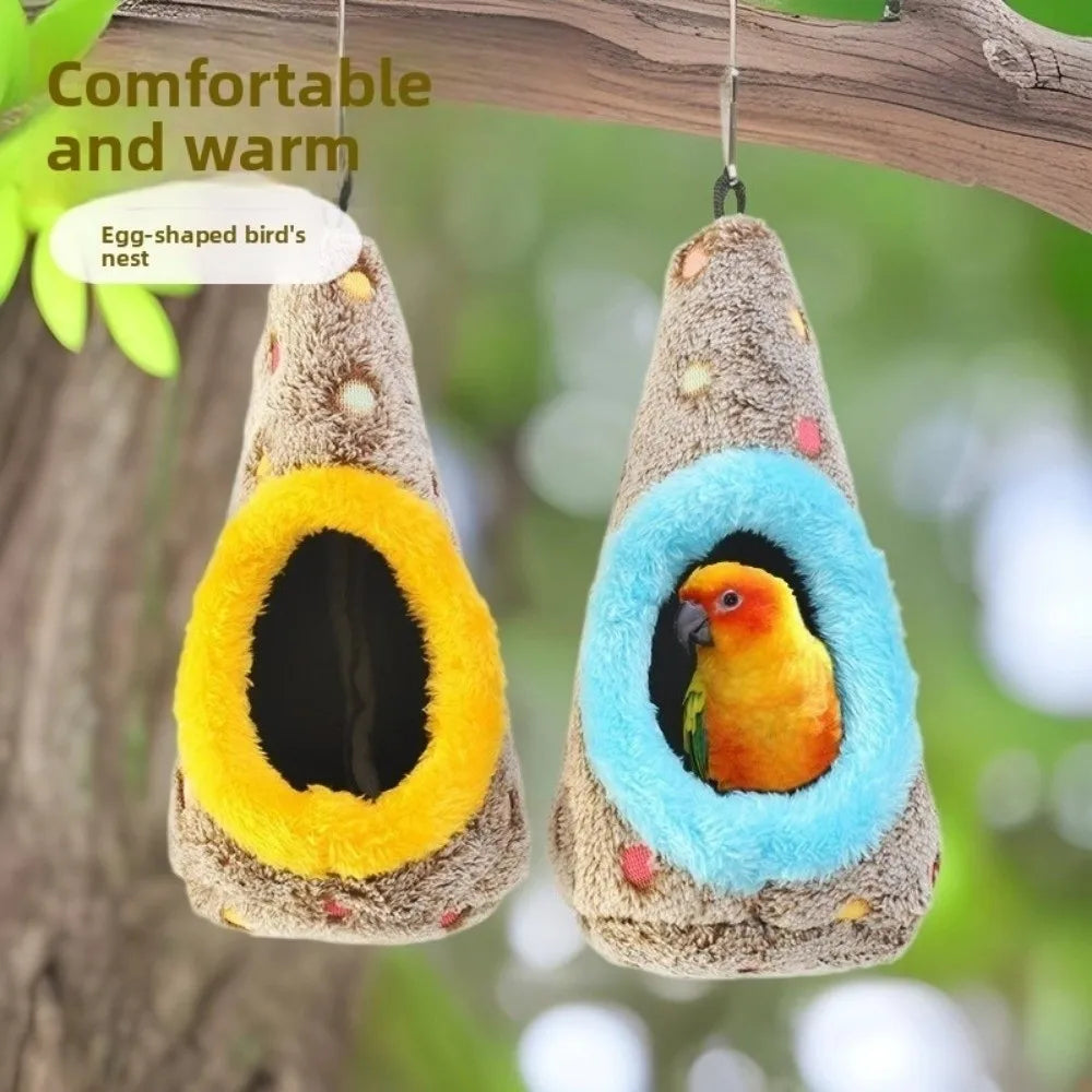 Hanging Plush Bird Nest for Parrots, Cockatiels & Lovebirds Bird Nest Zpaxo