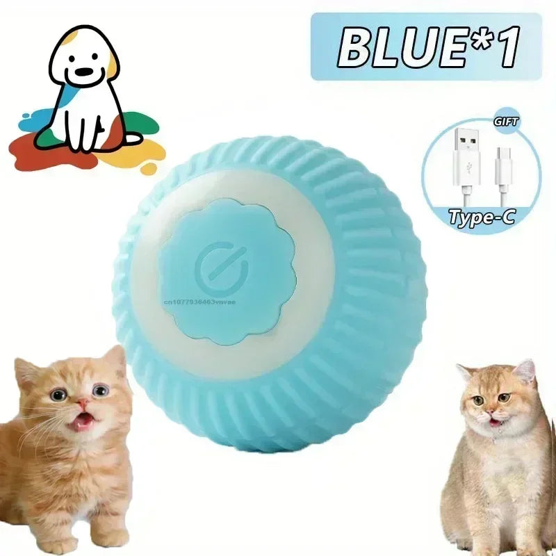 Cat Toys Interactive Ball Cat Accessories Interactive Cat Ball Kitten CatBall Toys Electronic Automatic Rolling Magic Ball Zpaxo 1PCS-blue