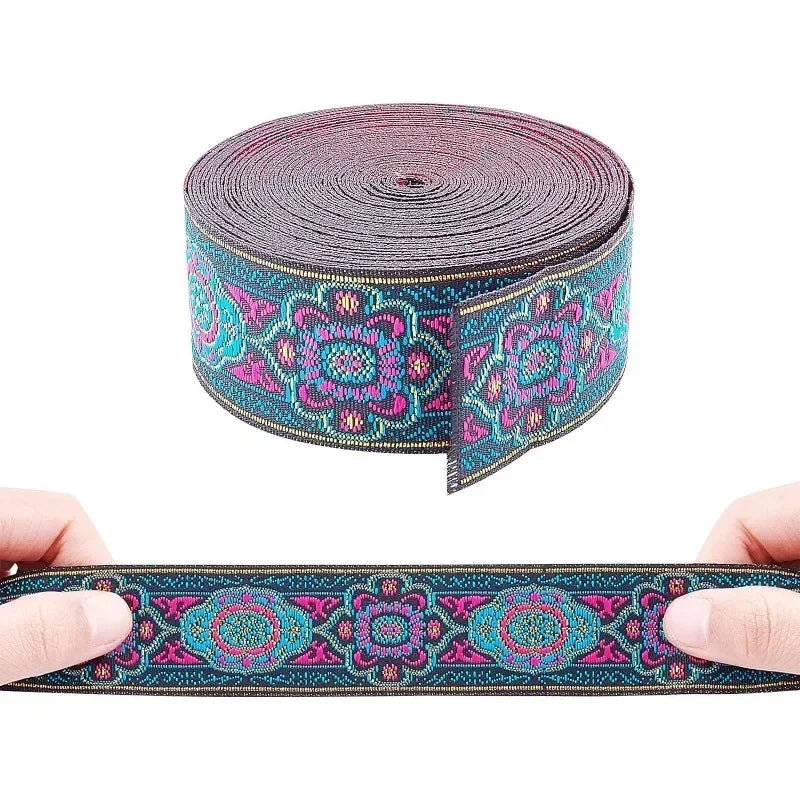 7 Yard Vintage Jacquard Ribbon Multipurpose High Quality Emobridered Woven Ribbon Floral Fabric Trim Fringe Boho Persian Ribbon Zpaxo