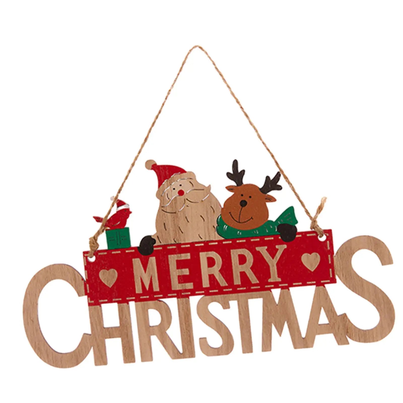 Merry Christmas Wooden Door Sign – Farmhouse Hanging Plaque Christmas Wall Plaque Zpaxo Style C