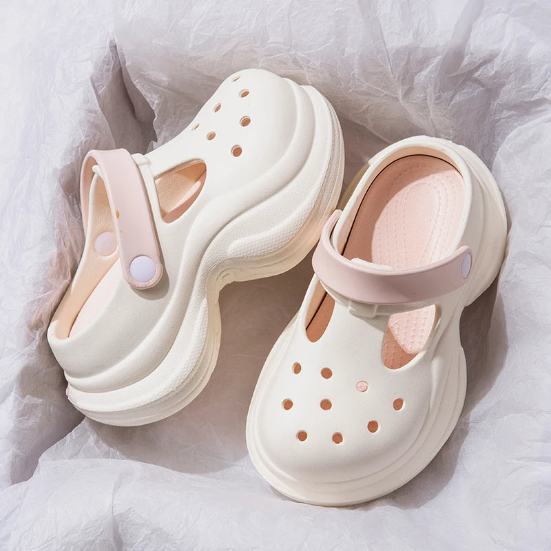 SHAJI Women Cloud Clogs EVA Thick Platform Hole Shoes Non Slip Soft