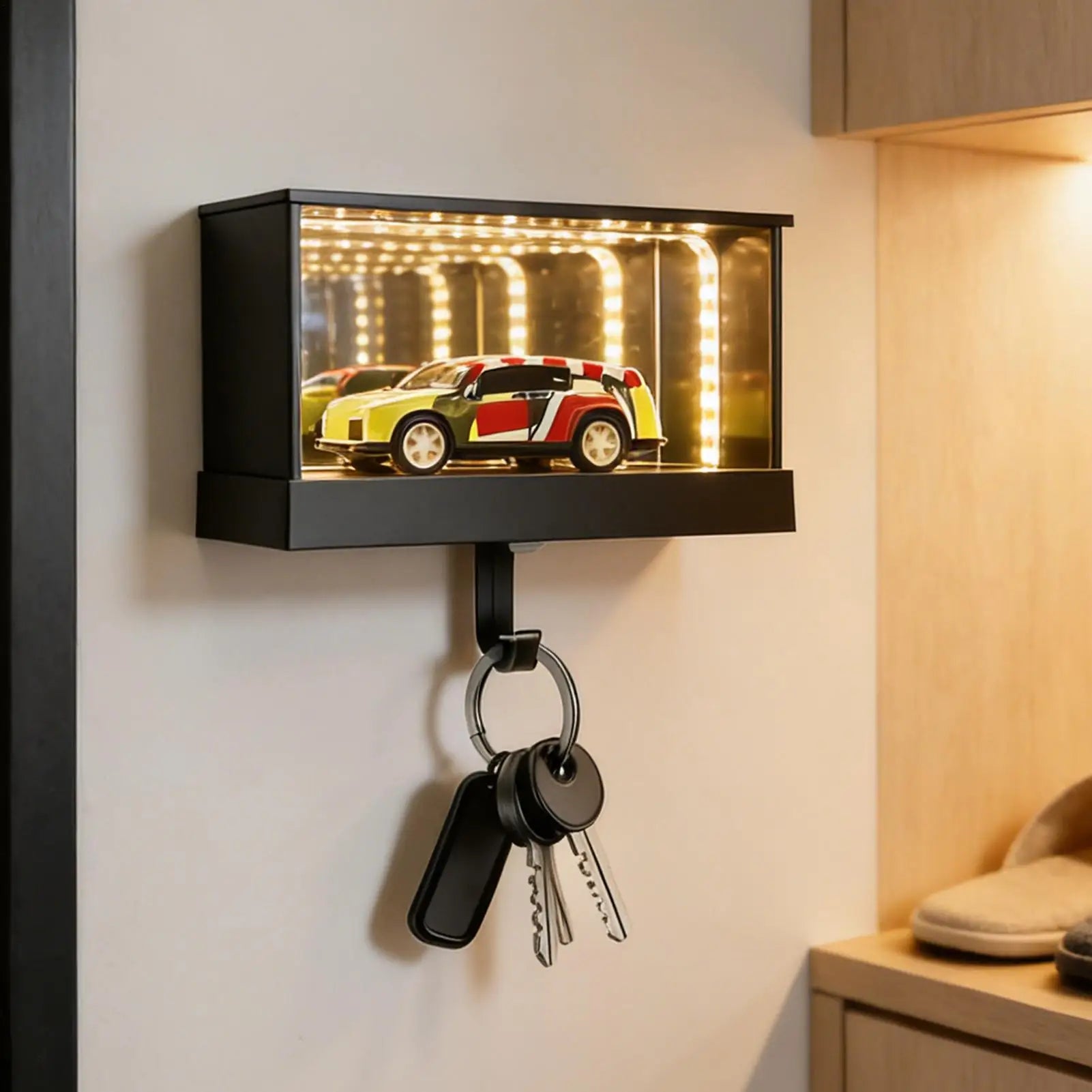 Car Garage Key Holder LED Light Infinity Hallway Decor Keychain
