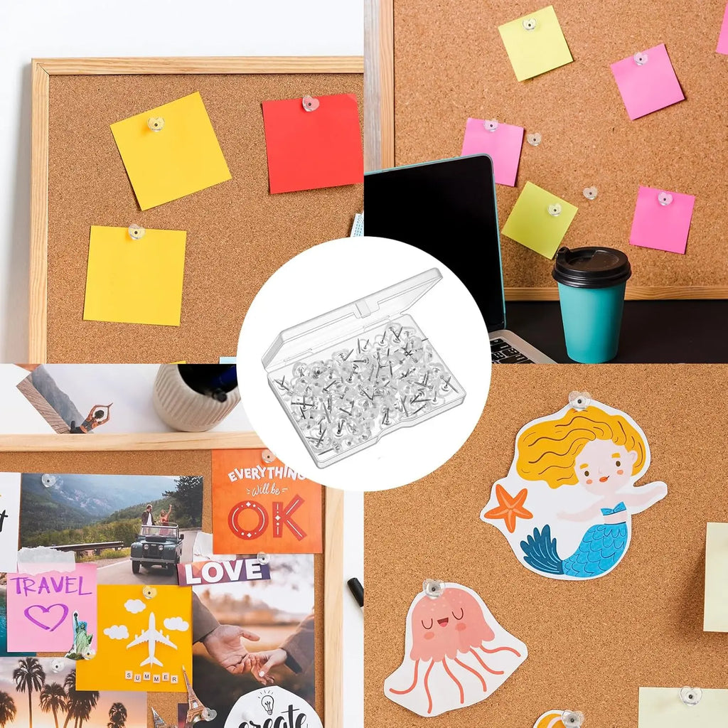 50-Pack Clear Heart Push Pins – Transparent Thumb Tacks Decorative Push Pins Zpaxo