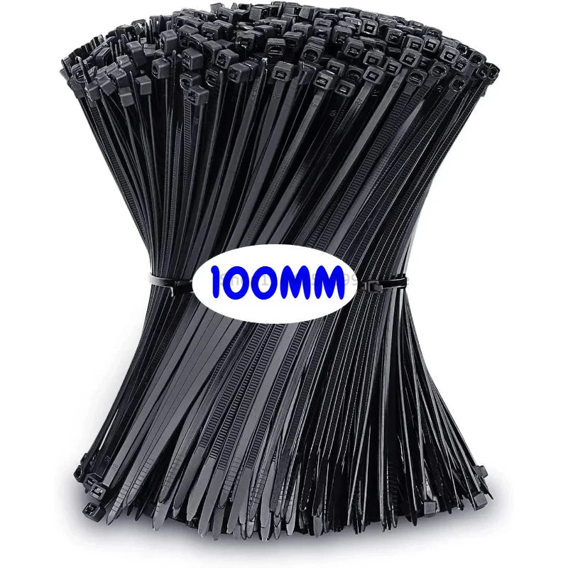 100Pcs Nylon Cable Ties Adjustable Self-locking Ties Straps Uv Resistant Plastic Wire Ties for Home Office Cord Management Zpaxo Black-2.5x100mm 100pcs