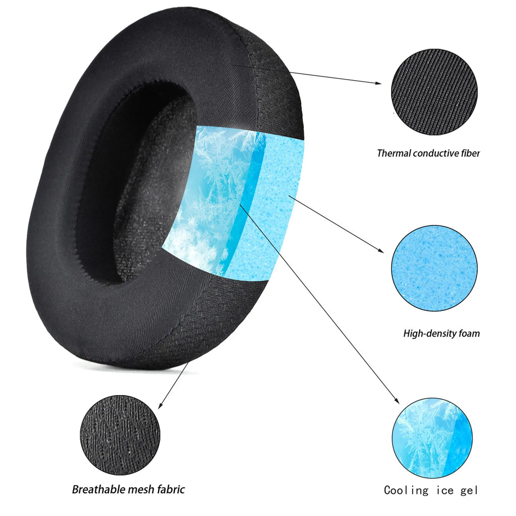 1 Pair Cooling Earpads Headphone Cushion Cover Ice Sensing Gel