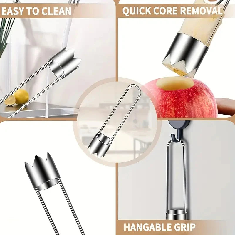 Stainless Steel Fruit Vegetable Corer, Efficient Core Remover Tool for Apple Pepper Tomato Cucumber, Easy Home Kitchen Gadget Zpaxo