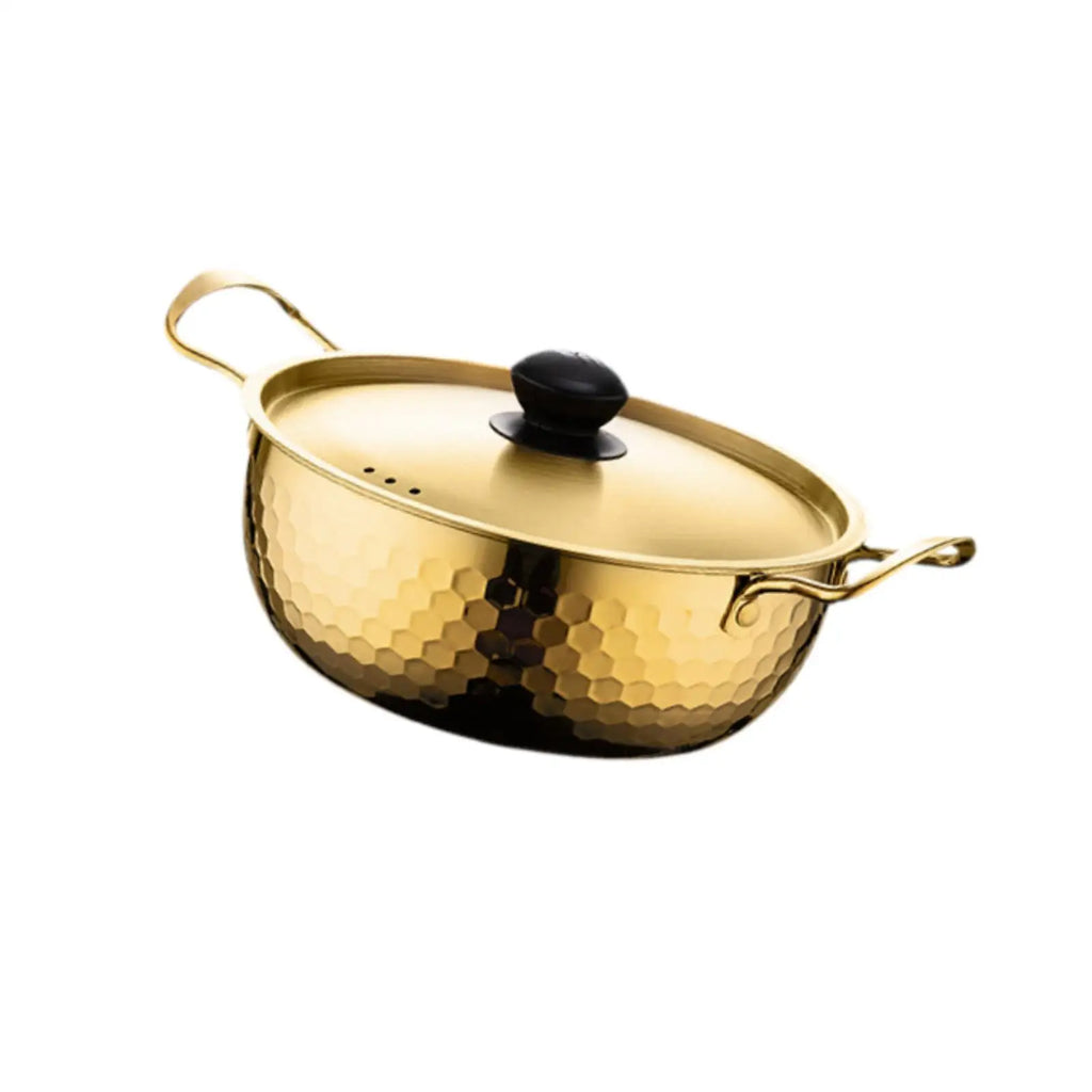 Korean Ramen Cooking Pot Suitable for All Stoves Quick Heating Ramyun Kimchi Cooker for Camping Beach Patio Dinner Parties Curry Zpaxo 18cm Gold