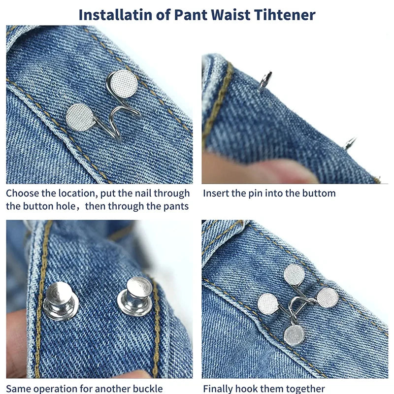 1 Adjustable Jean Button Pins Detachable Metal Pants Snap Fastener