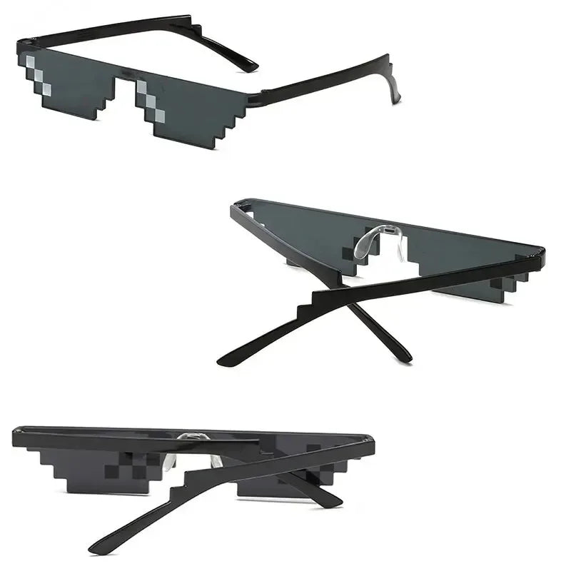 Pixel Mosaic Sunglasses – Retro Gamer Cosplay Party Shades Novelty Sunglasses Zpaxo