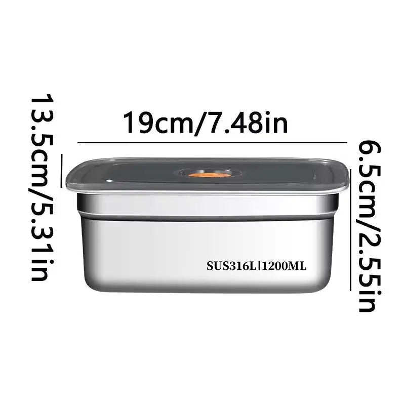 SUS316 Stainless Steel Bento Box – Airtight Leak-Proof Lunch Box Food Storage Container Zpaxo 1200ML
