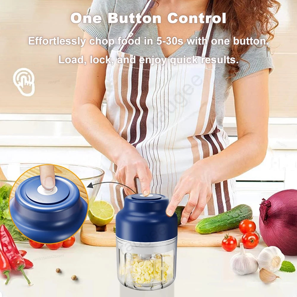 Electric Garlic Chopper Mini Portable Wireless Food USB Rechargeable