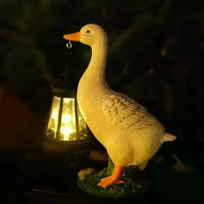 Resin Solar Duck Sculpture Super Bright Warm Light Solar Lamp Garden Stake Light Energy Saving LED Animal Figurine Outdoor Zpaxo