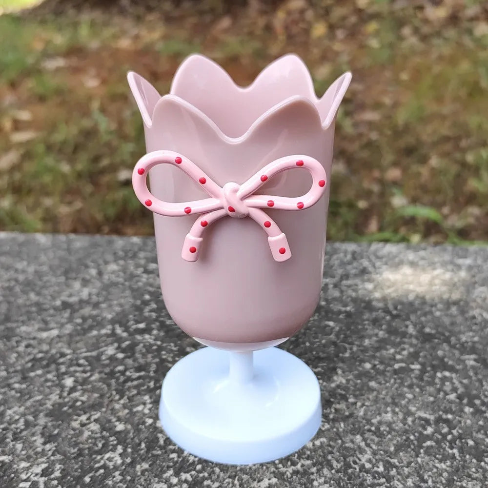 Tulip Pen Holder & Vase – Cute Floral Desk Organizer for Kids Decorative Pen Holder Zpaxo Pink