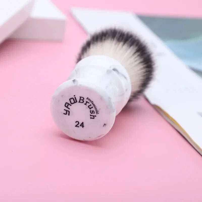 Yaqi 24mm Everest White Marble Synthetic Travel Shaving Brush Wet Shaving Brush Zpaxo