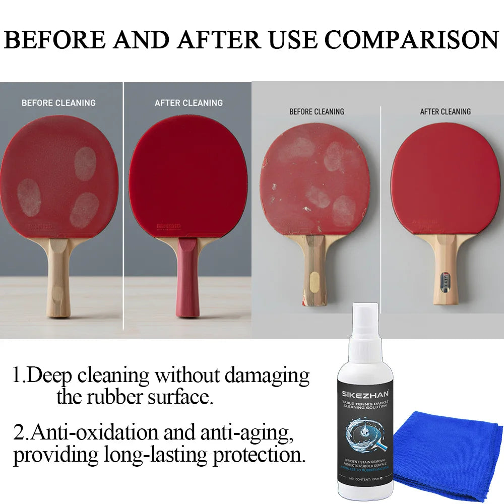 105ml Professional Table Tennis Racket Cleaner+efficient Cloth Set | Quick Stain Removal, Long-lasting Adhesion Enhancement Zpaxo