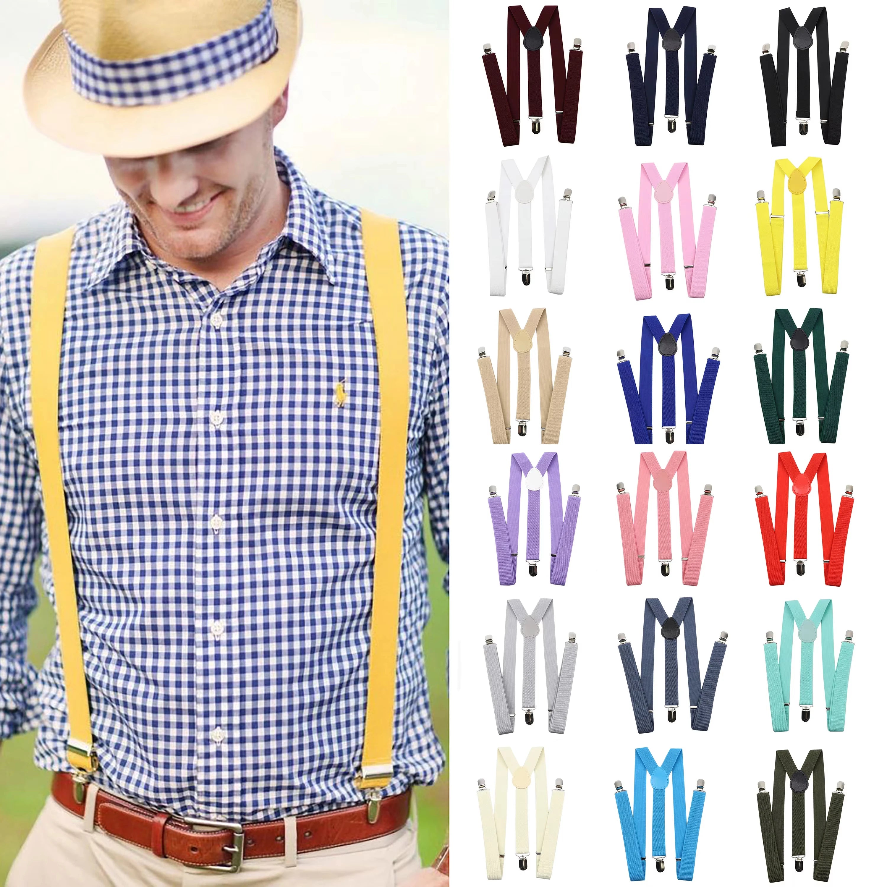 Elastic Adjustable Suspenders for Adults And Kids - Men Women Braces Suspender Set for Children Boys Girls Wedding Accessories Zpaxo dark blue