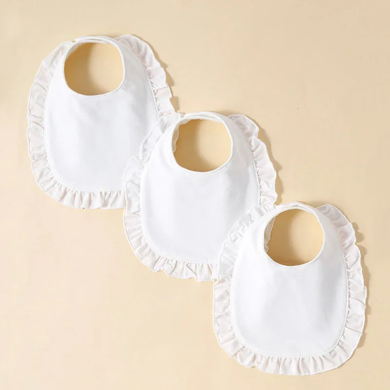 Baby Girls' Saliva Towel 100 Cotton Soft Comfort Lace White