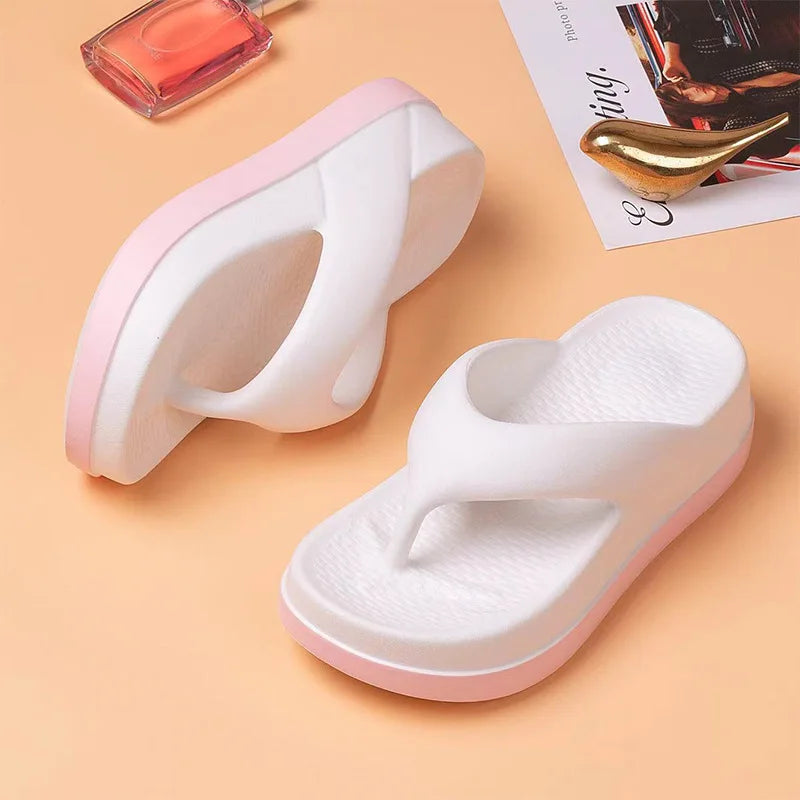Women's Flip-flops Summer Outdoor Indoor Thick-soled Sandals Increase Zpaxo WHITE 39-40