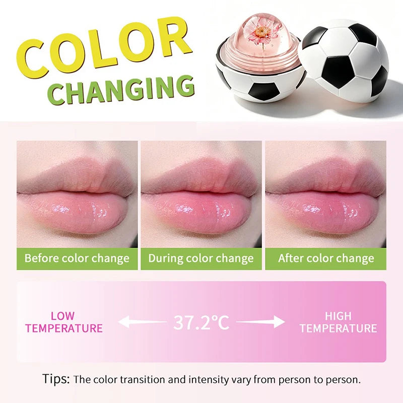 Flower Football Color Change Lipstick Non-Stick Cup Jelly Moisturizing Hydrating Lip Balm Durable Waterproof Lipstick Makeup Zpaxo