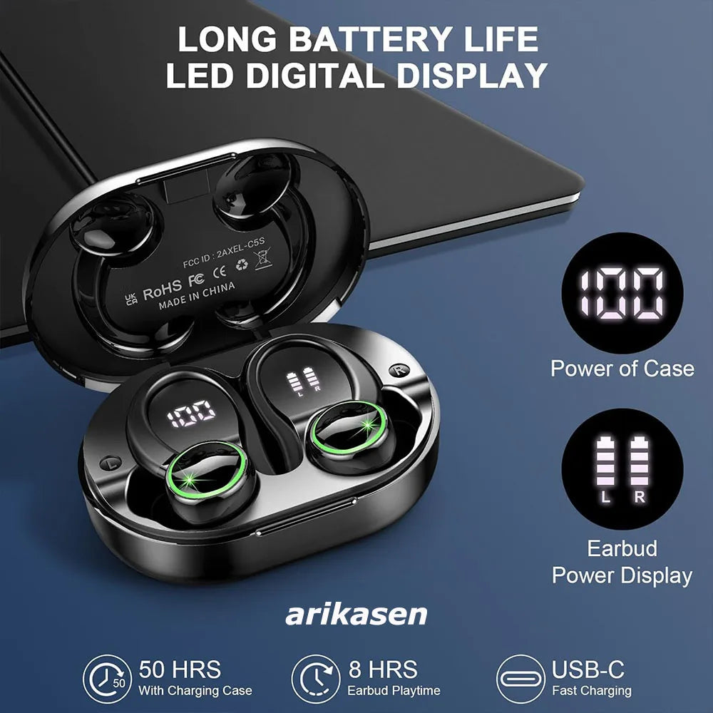 Headphones Bluetooth 5 3 Wireless Bass Stereo Over Ear Earbuds ENC