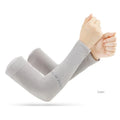 Cycling Anti-UV Arm Covers for Men Women Fingerless Gloves Summer Sport Ice Silk Cool Scarf Silk Elastic Arm Covers Driving Zpaxo gray