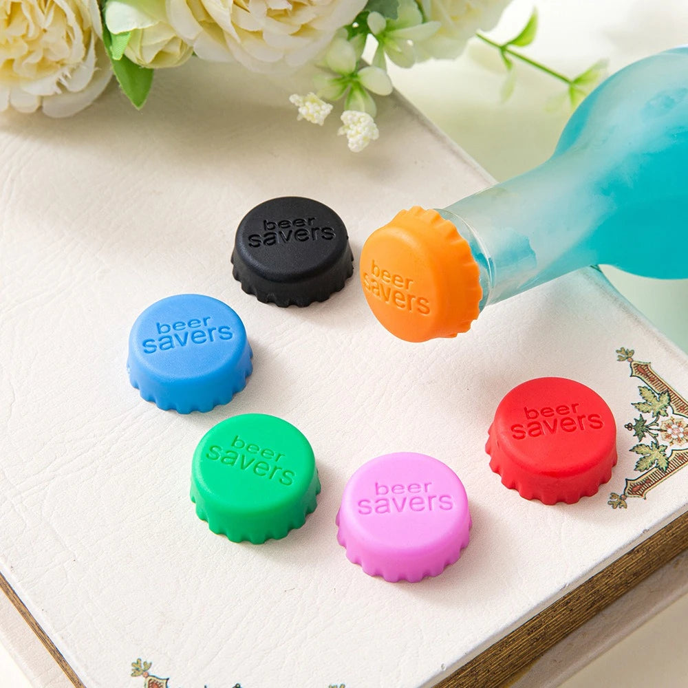 Reusable Silica Gel Bottle Cap Sealed Beer Cap Vinegar Soy Sauce Bottle Soda Cola Cap Wine Protective Stopper Zpaxo 12PCS-multicolor