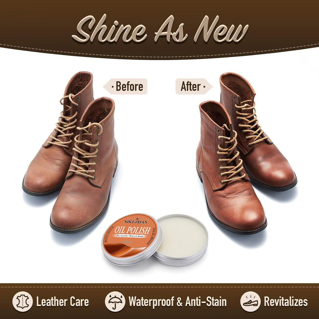 Finest Leather Shoe Polish Oil – Premium Shoe Care Cream for Leather Shoes and Boots, Nourish Restore Shine Waterproof & Protect Zpaxo