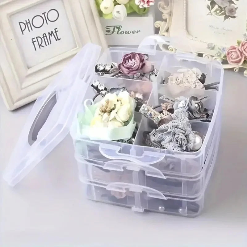 3 Tier 18-Grid Transparent Adjustable Stackable Compartment Slot Plastic Storage Box For Organizing Toys Jewelry Accessories Zpaxo