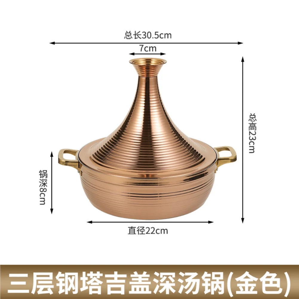 Stainless Steel Moroccan Tajine Pot with Induction Compatible Base for Versatile Cooking Needs Zpaxo