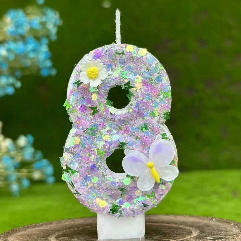 DIY 0-9 Butterfly Flower Number Birthday Candles | Cake Decor Birthday Cake Candles Zpaxo 8