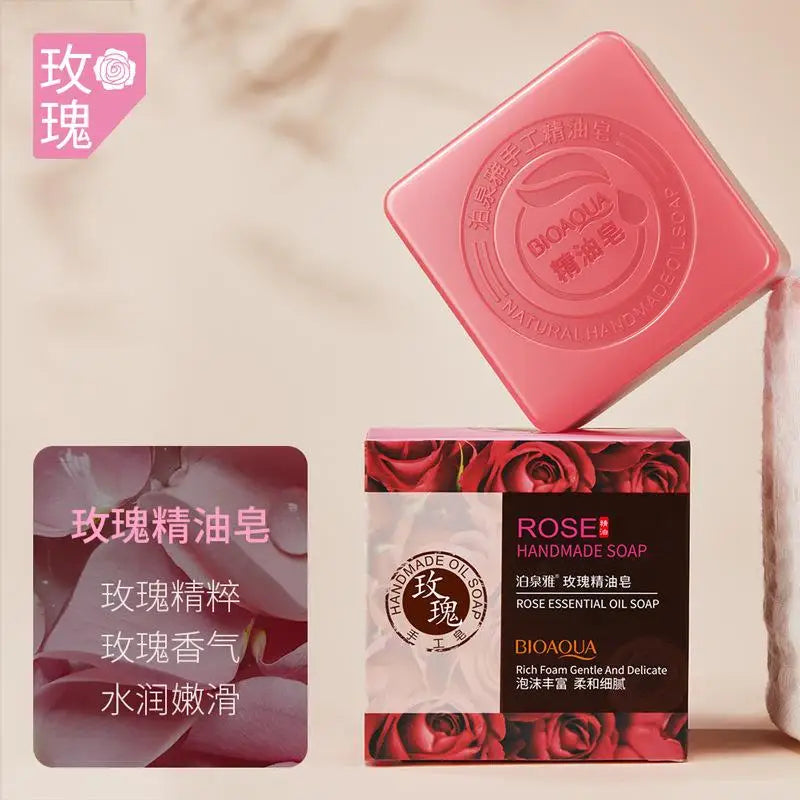 Bamboo Charcoal Handmade Soap – Deep Cleanse & Oil Control Charcoal Cleansing Soap Zpaxo Rose soap
