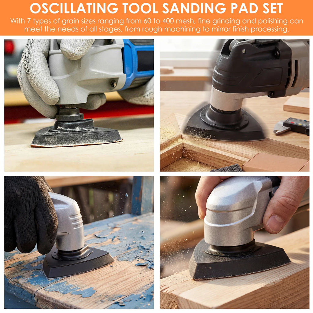 148/65pcs Oscillating Tool Sanding Pad Kit with 2 Finger & 2 Triangle Pads Wet Dry Multi Tool Sandpaper 60-400 Grit for Wood Zpaxo