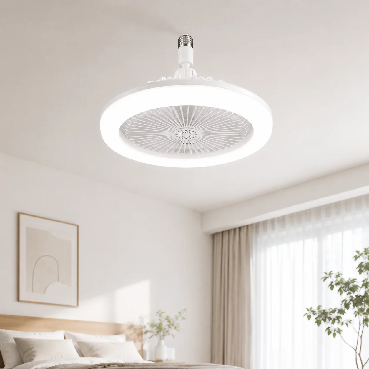 3 in 1 E27 Ceiling Fan Light with Remote Control Rotatable LED Lamp Converter Base for Bedroom Living Room Kitchen Home Decor Zpaxo
