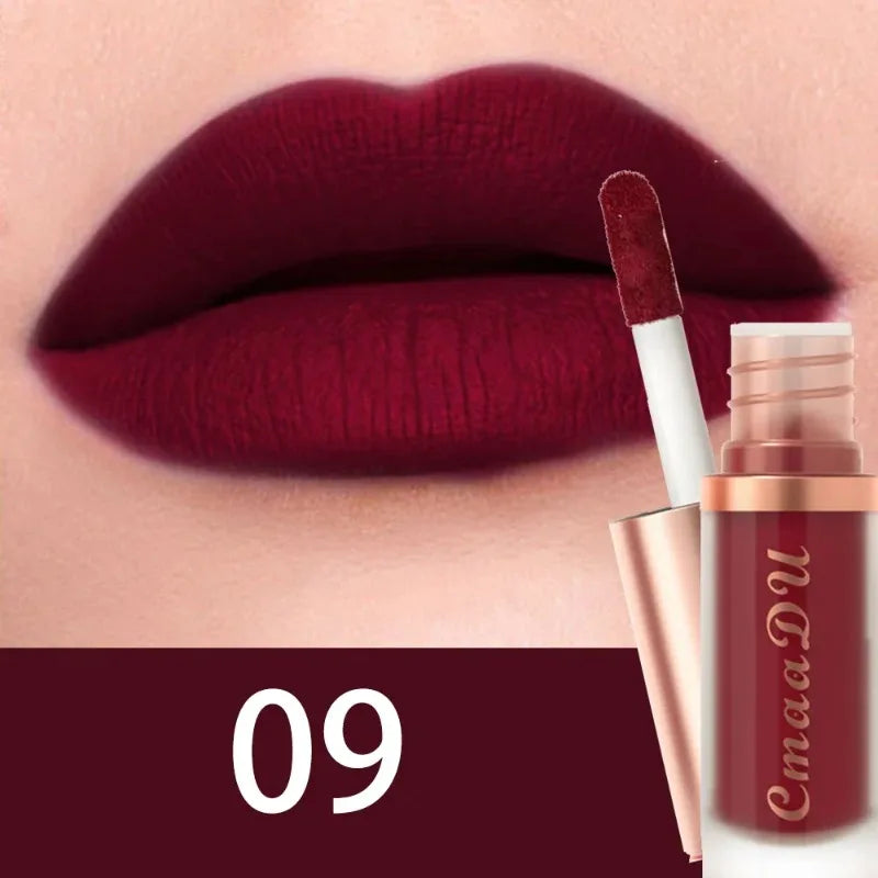 Waterproof Matte Velvet Lip Glaze Moisturizing Long Lasting Liquid Lipstick Non-stick Cup Not Easy To Fade Lip Gloss Lips Makeup Zpaxo 09