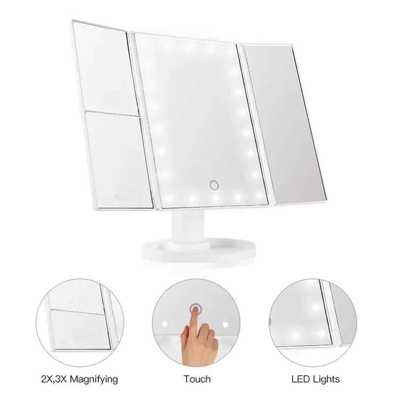 LED Vanity Makeup Mirror Touch Control Adjustable Lighting 1X 2X 3X