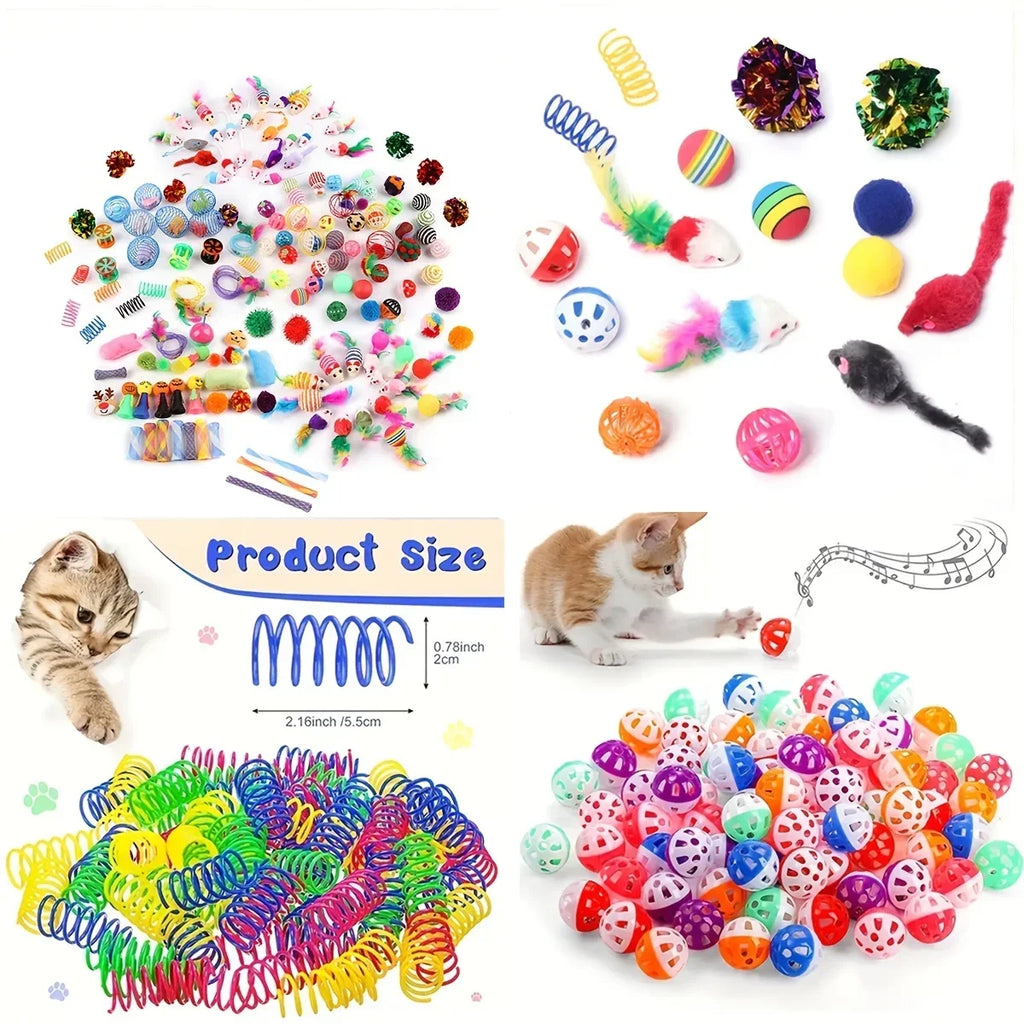 56pcs/28pcs/14pcs Cat Toys Mixed Pack. A Combination of Various Plastic Toys and Plush Toys Suitable for Multiple Cats To Play Zpaxo