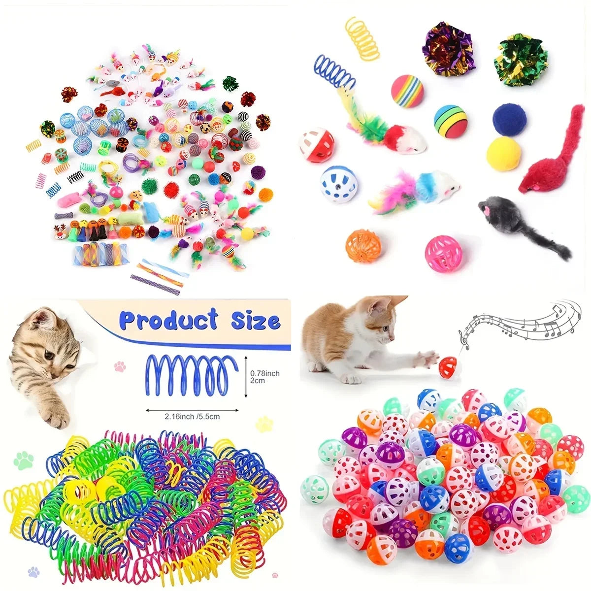 56pcs/28pcs/14pcs Cat Toys Mixed Pack. A Combination of Various Plastic Toys and Plush Toys Suitable for Multiple Cats To Play Zpaxo