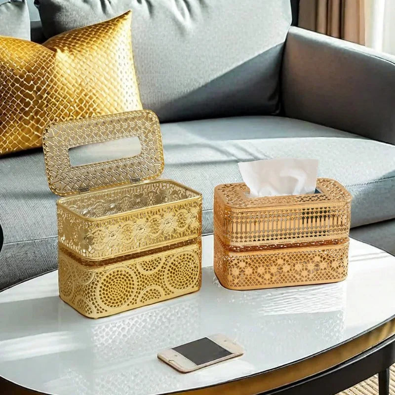 Household Nordic Style Tabletop Ironwork Tissue Box, Suitable for Living Room, Bedroom, for Storing and Dispensing Paper Tissues Zpaxo