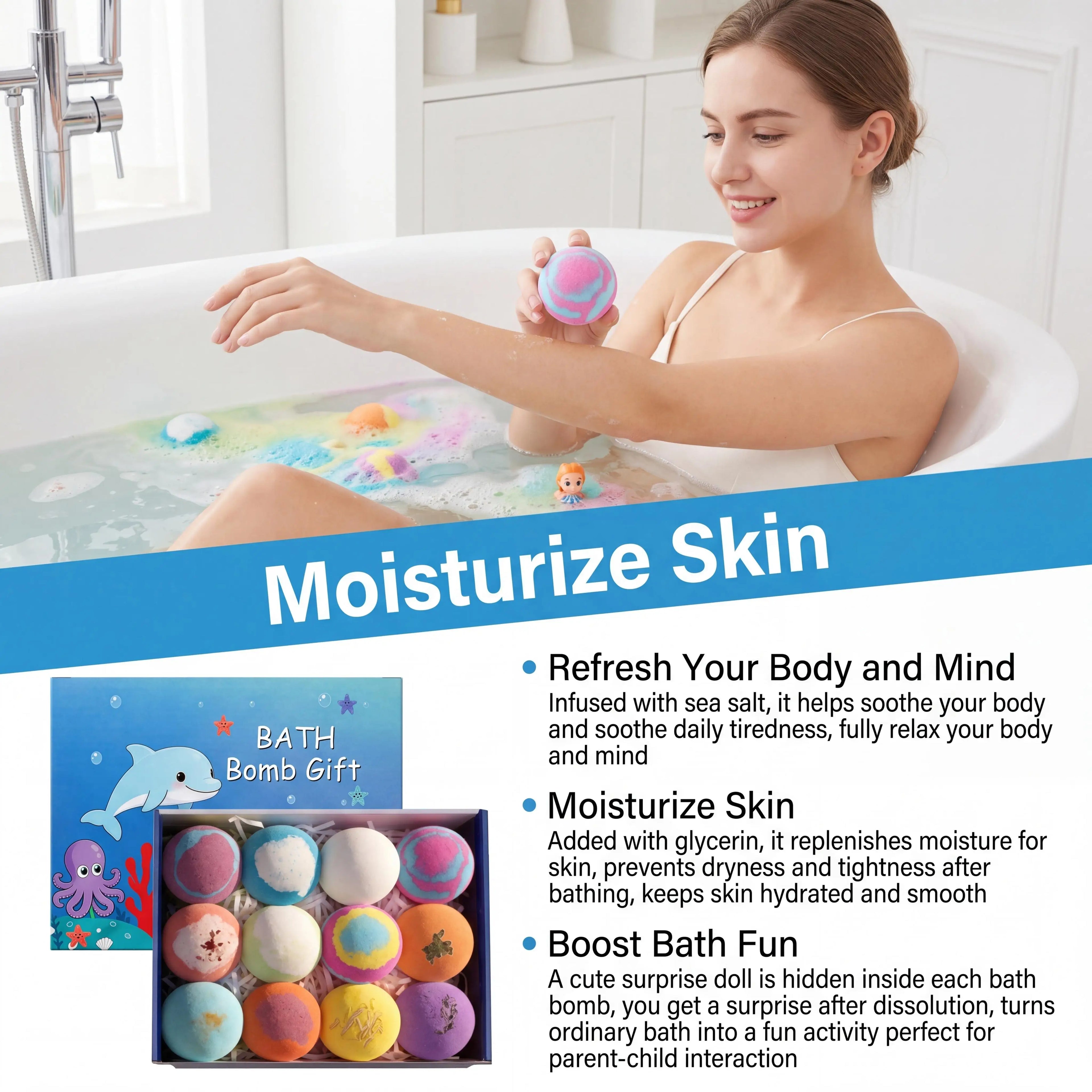Kids Bath Bombs Set with Surprise Toys – 12-Pack Gift Kids Bath Bomb Set Zpaxo