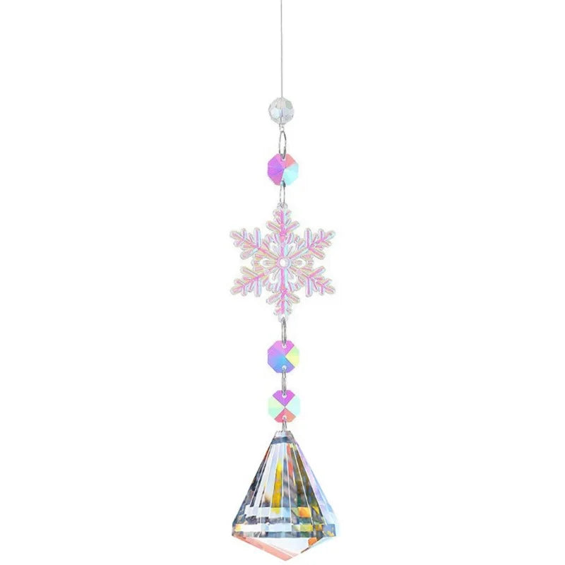 Crystal Snowflake Sun Catcher – Rainbow Prism Window Pendant